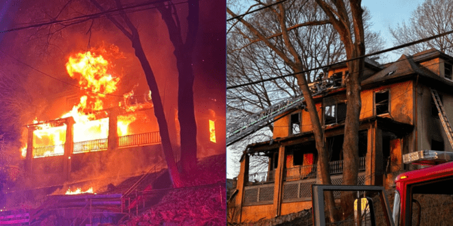 Fire destroys home owned by Elizabeth Warren's son.