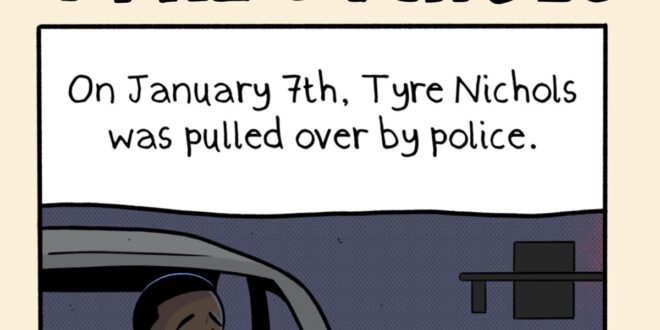 Irish artist illustrates comics on U.S. police brutality.