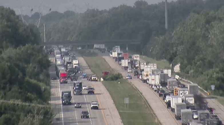 Accident shuts Ohio Interstate lane temporarily.