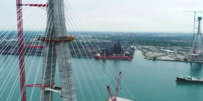 Peek inside the advancing Gordie Howe International Bridge.