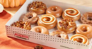 Krispy Kreme introduces autumn-themed doughnuts and beverages.