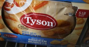 Tyson Foods shares plunge due to $416 million loss.